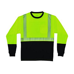 ergodyne GloWear 8281BK Class 2 Long Sleeve Shirt with Black Bottom, 9X-Large Long, Lime (22663)