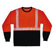 ergodyne GloWear 8281BK Class 2 Long Sleeve Shirt with Black Bottom, 7X-Large Long, Orange (22921)