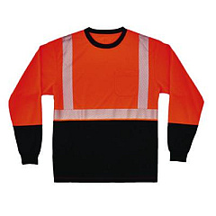 ergodyne GloWear 8281BK Class 2 Long Sleeve Shirt with Black Bottom, 9X-Large Long, Orange (22923)
