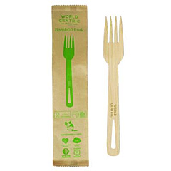 World Centric Bamboo Cutlery, Fork, Paper, Natural, 750/Carton (FOBBI)