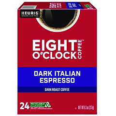 Eight O'Clock Dark Italian Espresso Coffee K-Cups, 24/Box (6408)