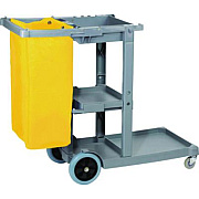 Boardwalk Janitor's Cart, Plastic, 4 Shelves, 1 Bin, 19" x 45" x 39", Gray (JCARTGRA)