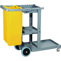Boardwalk Janitor's Cart, Plastic, 4 Shelves, 1 Bin, 19" x 45" x 39", Gray (JCARTGRA)