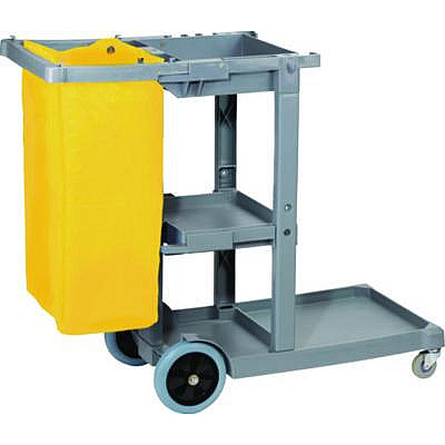 Boardwalk Janitor's Cart, Plastic, 4 Shelves, 1 Bin, 19" x 45" x 39", Gray (JCARTGRA)