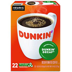 K-Cup Pods, Dunkin' Decaf, 22/Box (1269)
