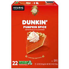 Dunkin' K-Cup Pods, Pumpkin Spice, 22/Box (7596)
