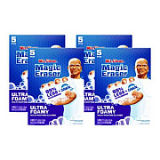 Mr. Clean Magic Eraser, Ultra Foamy, 4.6 x 2.3, 0.7" Thick, White, 5/Pack, 4 Packs/Carton (12731)