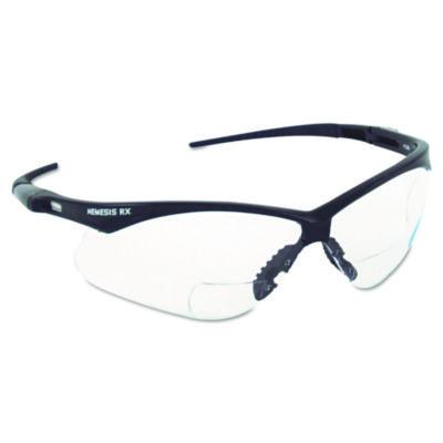 KleenGuard Nemesis Readers Safety Glasses, 2.0+ Diopter, Black Half Frame, Smoke Dual Lens (22518)