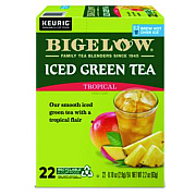 Bigelow Tropical Iced Green Tea, K-Cup, 0.10 oz, 22/Box (2870)