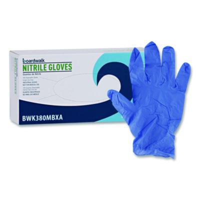 Boardwalk 380 Series Disposable General-Purpose Nitrile Gloves, Powder-Free, Medium, 4 mil Thick, 9.5" Long, Blue, 100/Box (380MBXA)