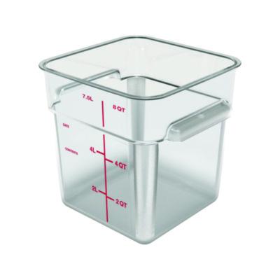 Carlisle Squares Polycarbonate Food Storage Container, 8 qt, 8.75 x 8.75 x 9, Clear, Plastic (1195307)