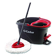 O-Cedar EZWring Spin Mop System, White Microfiber Head, Up to 51" Adjustable Red/Gray Plastic Handle (148473)