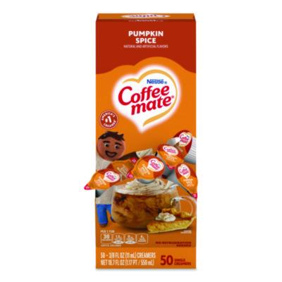 Coffee mate Liquid Coffee Creamer, Pumpkin Spice, 0.38 oz. Mini Cups, 50/Box (75520)
