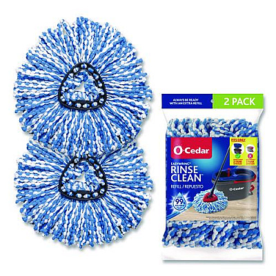 Rinse Clean Refill, Microfiber, Custom Size for Rinse Clean Mop Systems, Blue/White, 2/Pack (172092)