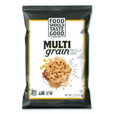 Food Should Taste Good Tortilla Chips, Multigrain with Sea Salt, 1.5 oz., 24/Carton (77613)