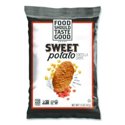 Food Should Taste Good Tortilla Chips, Sweet Potato with Sea Salt, 1.5 oz., 24/Carton (77612)