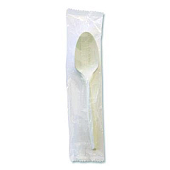 Boardwalk Heavyweight Wrapped Polystyrene Cutlery, Spoon, Plastic, White, 1,000/Carton (SPOONWHPS)
