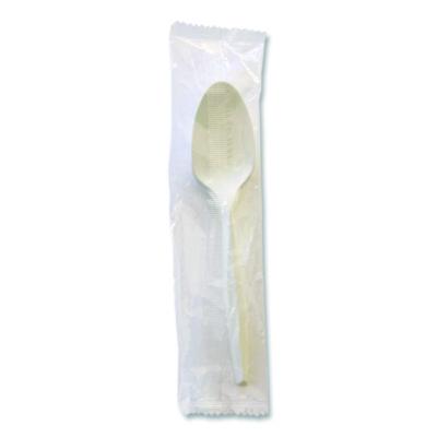 Boardwalk Heavyweight Wrapped Polystyrene Cutlery, Spoon, Plastic, White, 1,000/Carton (SPOONWHPS)