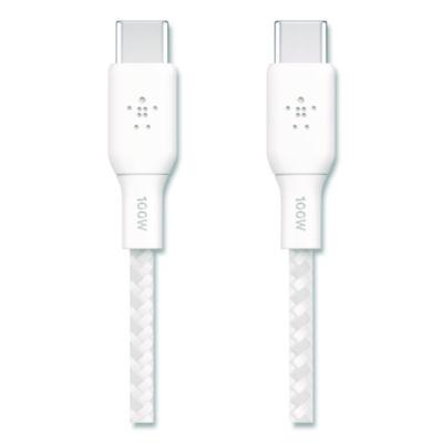 Belkin BOOST CHARGE Braided USB-C to USB-C Cable, 100 W Power Delivery, 6.6 ft, White, 2/Pack (CAB014BT2MWH)