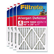 Filtrete Allergen Defense Air Filter, MERV 11, MPR 1000, 16 x 25, 4/Carton (98014CA)