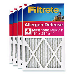 Filtrete Allergen Defense Air Filter, MERV 11, MPR 1000, 16 x 25, 4/Carton (98014CA)