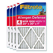 Filtrete Allergen Defense Air Filter, MERV 11, MPR 1000, 20 x 30, 4/Carton (98224CA)