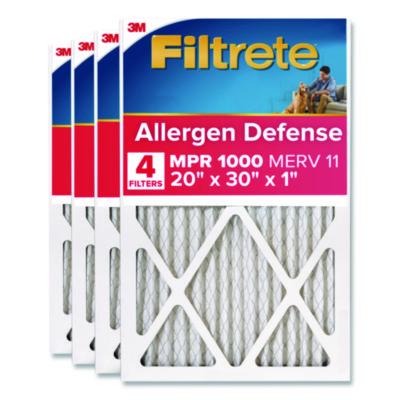 Filtrete Allergen Defense Air Filter, MERV 11, MPR 1000, 20 x 30, 4/Carton (98224CA)