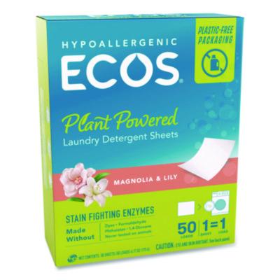 ECOS Liquidless Laundry Detergent Sheets, Magnolia and Lily, 6.17 oz Box, 50 Sheets (953610)