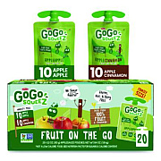 GoGo Squeez Fruit on the Go, (10) Apple/(10) Apple Cinnamon, 3.2 oz Pouch, 20/Box (24331019)