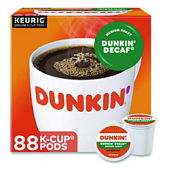 K-Cups, Dunkin' Decaf, 0.37 oz, 22/Box, 4 Boxes/Carton (400846)