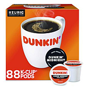 Dunkin' Midnight Coffee K-Cups, 0.35 oz, 22/Box, 4 Boxes/Carton (400849)