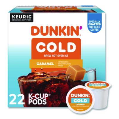 Dunkin' Cold Iced Coffee K-Cups, Caramel, 0.44 oz, 22/Box (5000375314)