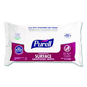 PURELL Foodservice Surface Sanitizing Wipes, 1-Ply, 7.4 x 9, Fragrance Free, White, 72 Wipes/Resealable Pack (937112)