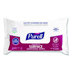 PURELL Foodservice Surface Sanitizing Wipes, 1-Ply, 7.4 x 9, Fragrance Free, White, 72 Wipes/Resealable Pack (937112)