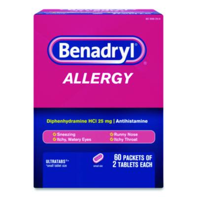 Benadryl Allergy Ultratabs Tablets, Two-Pack, 60 Packs/Box (17060)