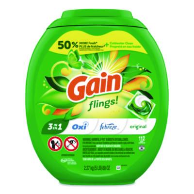 Gain Flings Detergent Pods, Original, 112 Pods, 80 oz Tub (02446)