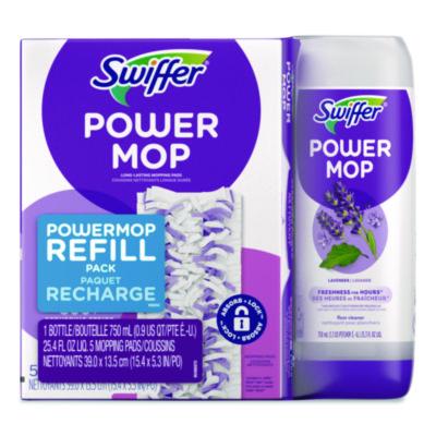 Swiffer PowerMop Cleaning Solution and Pads Refill Pack, Lavender, 25.3 oz Bottle and 5 Pads/Pack (09117EA)