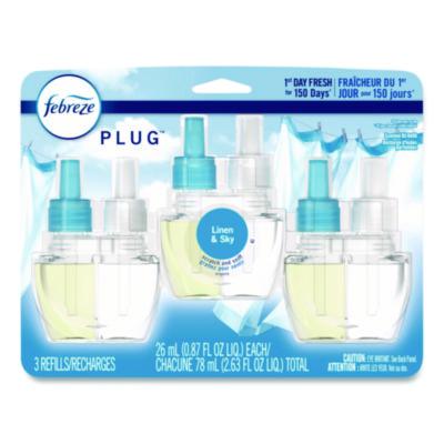 Febreze PLUG Air Freshener Refills, Linen and Sky, 0.87 oz, 3/Pack (54344EA)