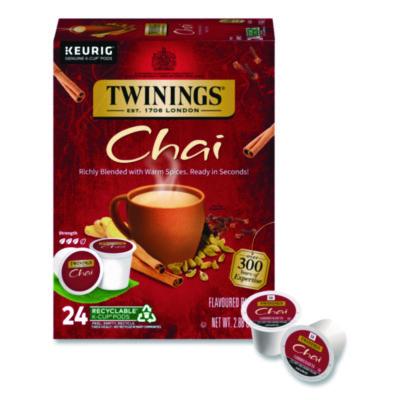 TWININGS Tea K-Cups, Chai, 0.12 oz, 24/Box (TNA09954)