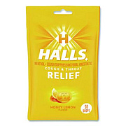 HALLS Relief Menthol cough Suppressant - Oral Anesthetic, Honey Lemon, 30/Pack (621835306OWN)