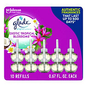 Glade Plugin Scented Oil Refill, Exotic Tropical Blossoms, 0.67 oz, 10/Pack (353730)