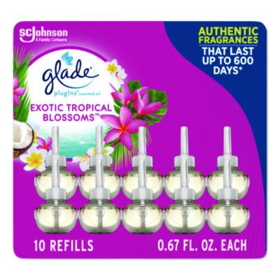 Glade Plugin Scented Oil Refill, Exotic Tropical Blossoms, 0.67 oz, 10/Pack (353730)