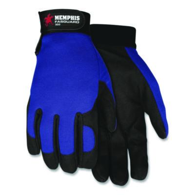 MCR Safety Memphis Gloves Fasguard Clarino Synthetic Leather Palm Multi-Task Gloves, 9" Long, Large, Blue/Black, Pair (900L)