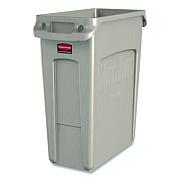 Rubbermaid Commercial Slim Jim with Venting Channels, 16 gal, Plastic, Beige, 4/Carton (1971259CT)