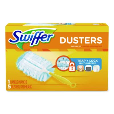 Swiffer Dusters Starter Kit, Dust Lock Fiber, 6" Handle, Blue/Yellow (11804KT)