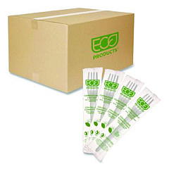 Eco-Products Plantware CPLA Cutlery, Individually Wrapped, Fork, Plastic, White, 1,000/Carton (EPS017W)