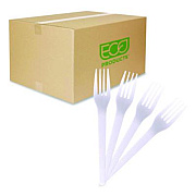 Eco-Products Plantware CPLA Cutlery, Fork, White, 1,000/Carton (EPS017)