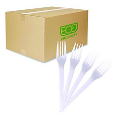 Eco-Products Plantware CPLA Cutlery, Fork, White, 1,000/Carton (EPS017)
