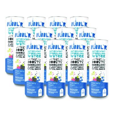 Bubbl'r Antioxidant Sparkling Water, Triple Berry Breez'r, 12 oz Can, 12 Cans/Carton (WIC00028)