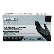 AMMEX Professional Nitrile Exam Gloves, Powder-Free, Medium, 3 mil Thick, Black, 100/Box (ABNPF44100)